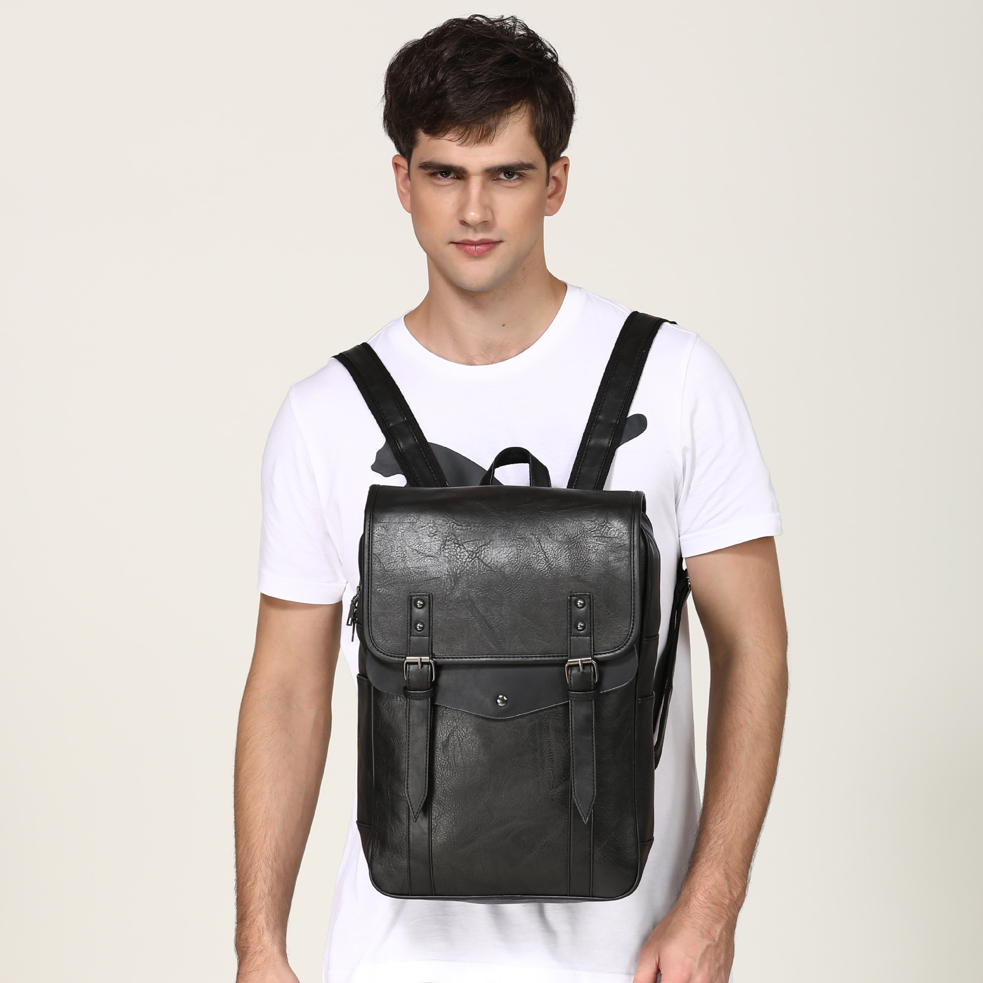 Retro Fashion Men's Travel Backpack - Black