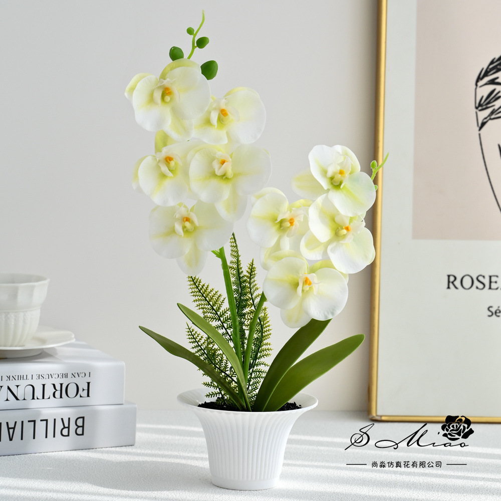 Orquídea de mariposa de dos dedos sensación de imitación de bonsai en maceta creativa flores falsas decoración del hogar fotografía de boda flores artificiales