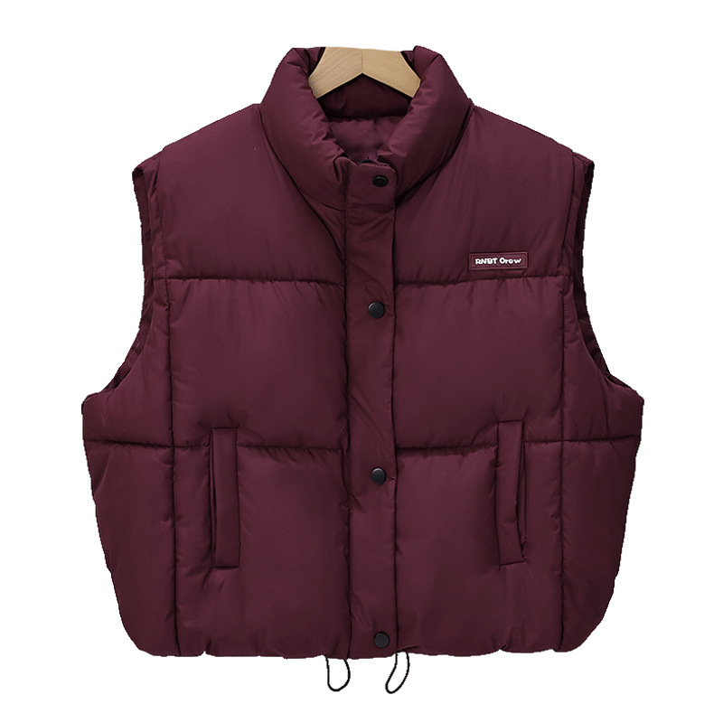 comercio exterior chaleco de algodón de pluma mujer de cuello vertical chaleco de algodón pequeño 2025 invierno nuevo chaleco de clip grueso