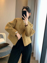 厂家直销双面羊绒大衣女短款2025秋冬新款韩款圆领毛呢外套