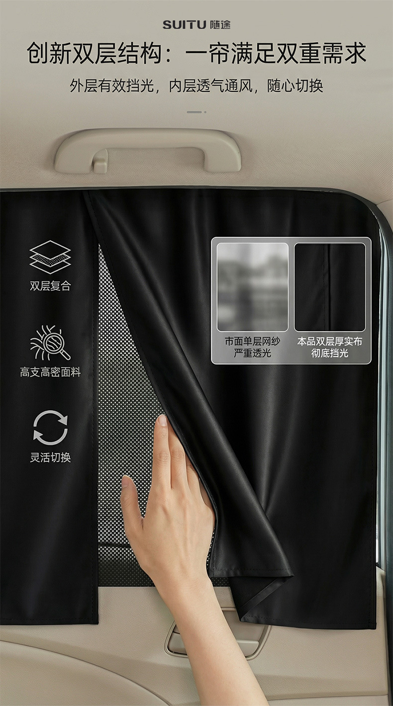 Car Sunshade Curtain, Sun Protection and Heat Insulation Sunshade, Car Window Baby Light-Blocking Magnetic Retractable Curtain, Car Window Curtain