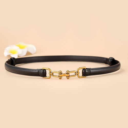Korean style cowhide thin belt for women, fashionable dress decorative waist chain, versatile suit waist belt factory wholesale