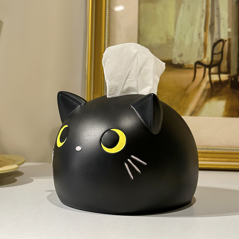 かわいい漫画の猫のティッシュの箱は高級な客間のレストランのデスクトップの台所の多機能のティッシュの装飾品を持ちます。|undefined