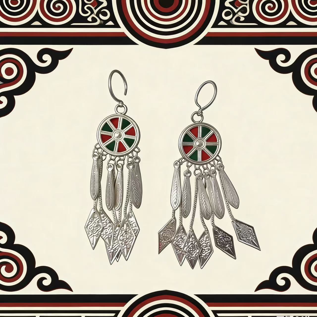 Ethnic retro fashionable design sophisticated earrings with tassels