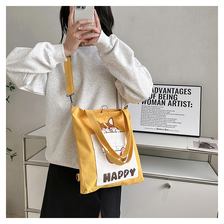 Women's Medium Canvas Animal Letter Basic Square Zipper Canvas Bag display picture 10