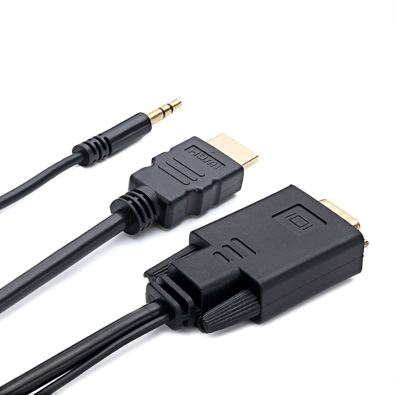 Оптический компьютерный/телевизионный адаптер Yiwen, преобразователь VGA в HDMI + питание USB + аудио (кабель для передачи и питания)