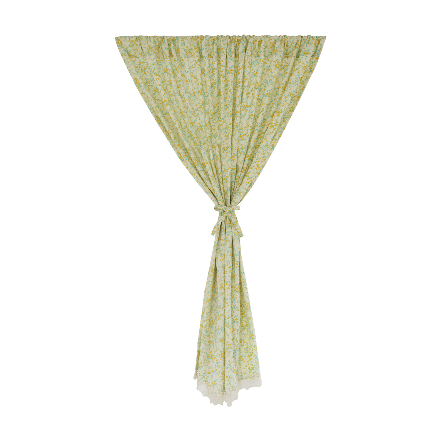 Wholesale Yellow Floral Curtain Bedroom Ins Style Window Balcony Floor Window Korean Style Fresh Door Curtain