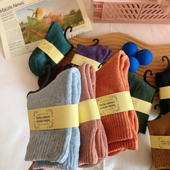 New third generation tutu thickened wool socks for women winter solid color floor terry socks Japanese warm cashmere mid-calf socks