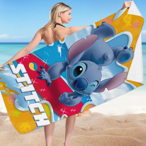 Cross-border Stitch cartoon beach towel microfiber double-sided velvet beach towel bath towel versatile square towel beach towel