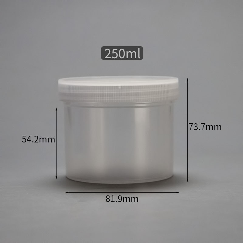 En stock botella de plástico 250ml botella de tinta de barril de plástico Cubo de pintura botella de boca ancha de plástico