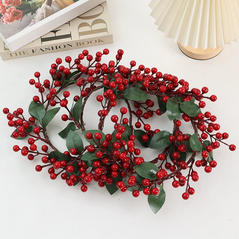 imitation red berry flower wreath Christmas decoration pine grass wreath photo scenery New Year arrangement Christmas wreath