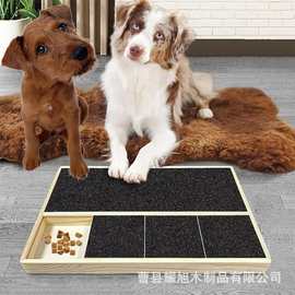 现货木质狗狗指甲宠物磨爪板多格可放零食可磨爪家用抓板狗
