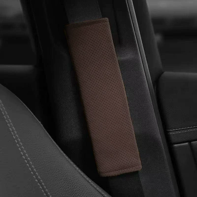 Seat belt shoulder pad, Car Seat Belt Shoulder - 32cmmocha-brown-perforated-breathable-model-one-pack