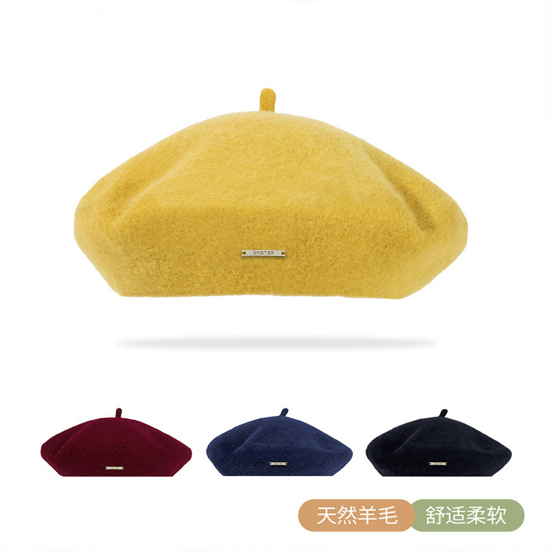 韩版新款大头围贝雷帽纯色百搭秋冬款羊毛南瓜帽休闲显脸小画家帽|undefined