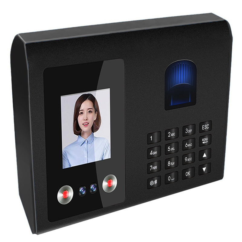 Face attendance machine, model FA01H, facial recognition and fingerprint attendance system, for office employee use.