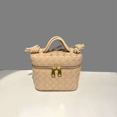新品レディースバッグ手織り本革バッグ手提げシングルショルダー斜め掛けミニ化粧ファスナーケース小方バッグ