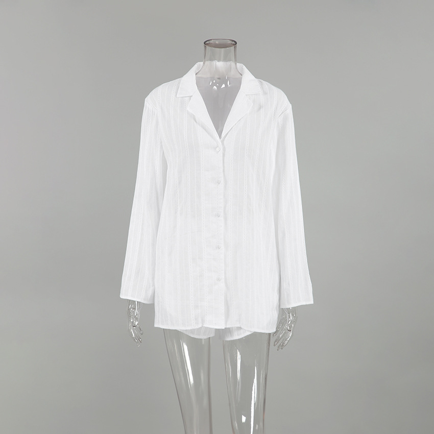 245g Weight Long Sleeve Sleeve Length Pajamas Lingerie Type Cotton Fabric Type Regular Top Length Pants Sets Sets Type 2 Pieces Set Quantity Home, Sleeping Occasion Suit Collar Neckline Breathable Function Regular Fit Fit Type Solid Color Pattern Summer, Spring Season Women's Gender Simple Style Style Home Sleeping Women's Simple Style Solid Color Cotton Pants Sets Pajama Sets 无
