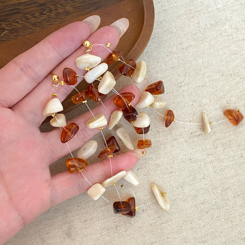 银针亚克力不规则流苏耳环女简约小众设计耳钉时尚高级感耳饰批发|undefined
