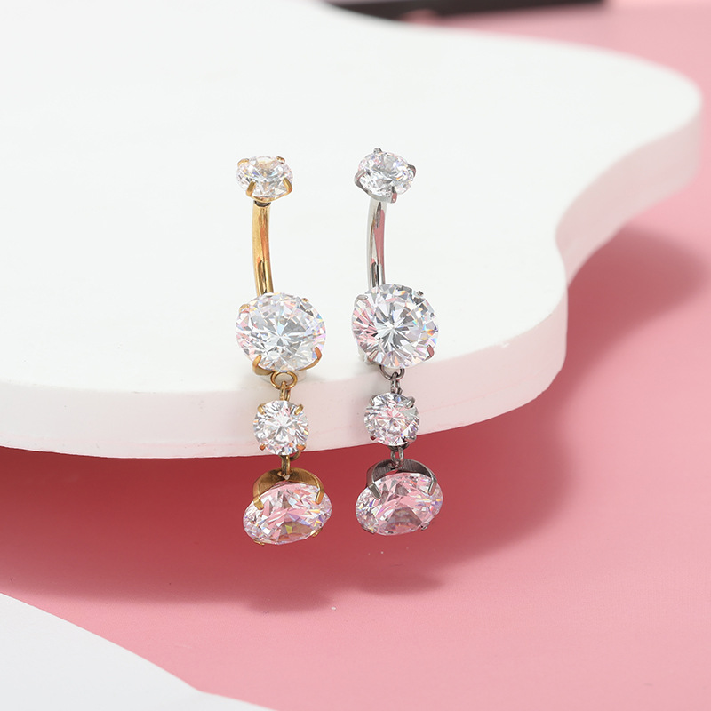 G23 Titanium Navel Ring 14g Water Drop CZ Belly Button Ring Body Piercing Jewelry detail image 7