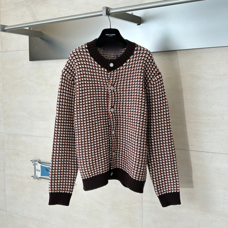 High-Quality Lv Ss26 New Coarse-Knit Jacquard 3D Pilot Plaid Knitted Cardigan Trendy Brand High-Quality Lv Ss26 New Coarse-Knit Jacquard 3D Pilot Plaid Knitted Cardigan Trendy Brand