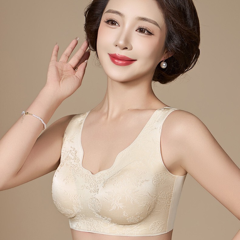 中国风提花无痕内衣女小胸聚拢防下垂无钢圈收副乳运动文胸罩薄款|undefined