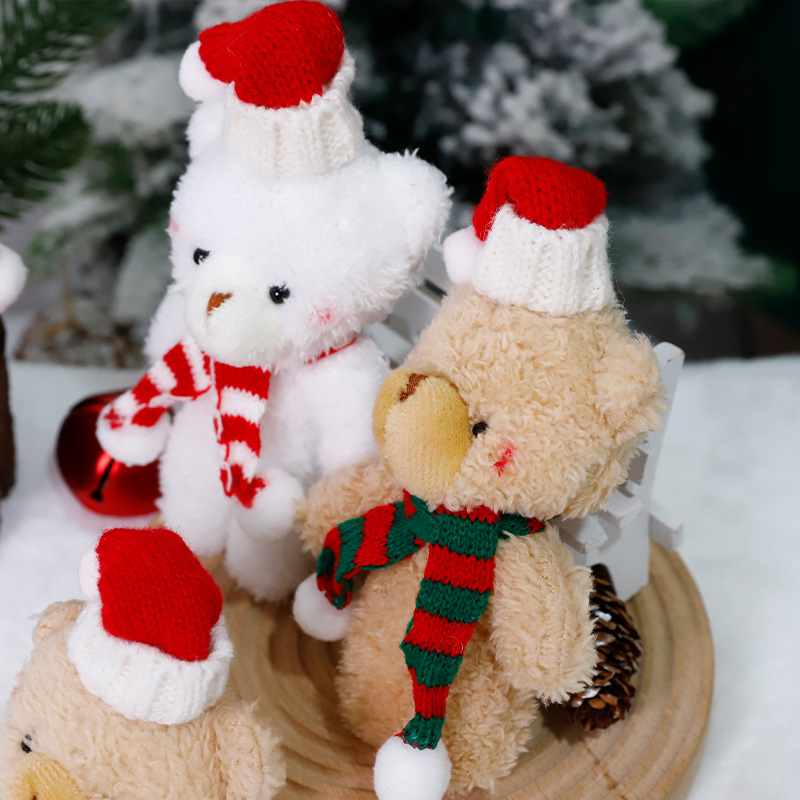 Navidad bib de peluche osos muñecos DIY hechos a mano materiales de embalaje ramo de flores de decoración de manzana de Nochebuena flores