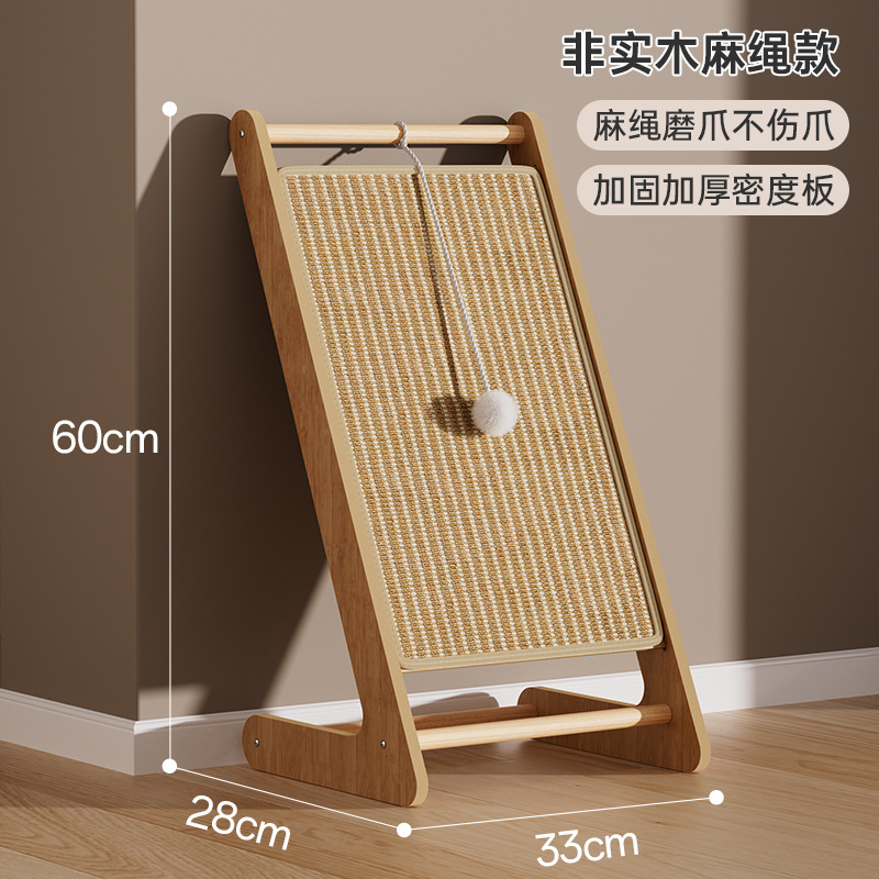 Triángulo con bola de madera sólida seda gato agarrar placa no cae desgaste vertical gato agarrar almohadilla gato agarrar columna seda cuerda juguete gato