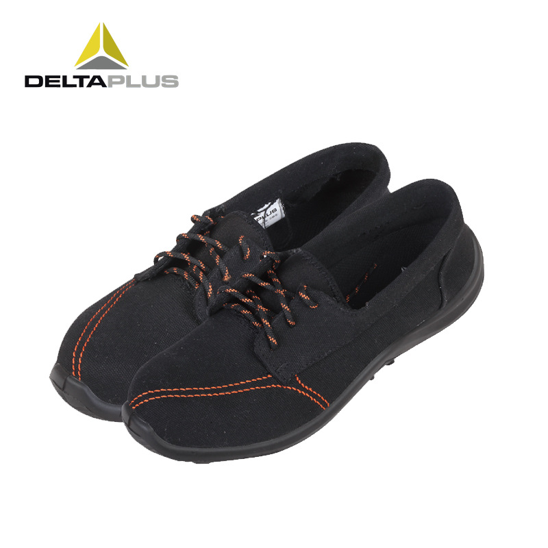 代尔塔301347透气船鞋防静电钢包头防砸防滑耐磨耐油工作鞋帆布鞋
