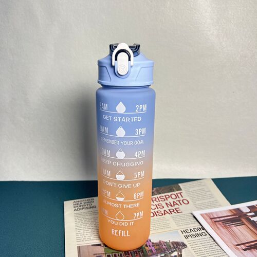 Cross-border gradient water cup large capacity plastic cup home use with scale line men and women high beauty kettle can be printed 
