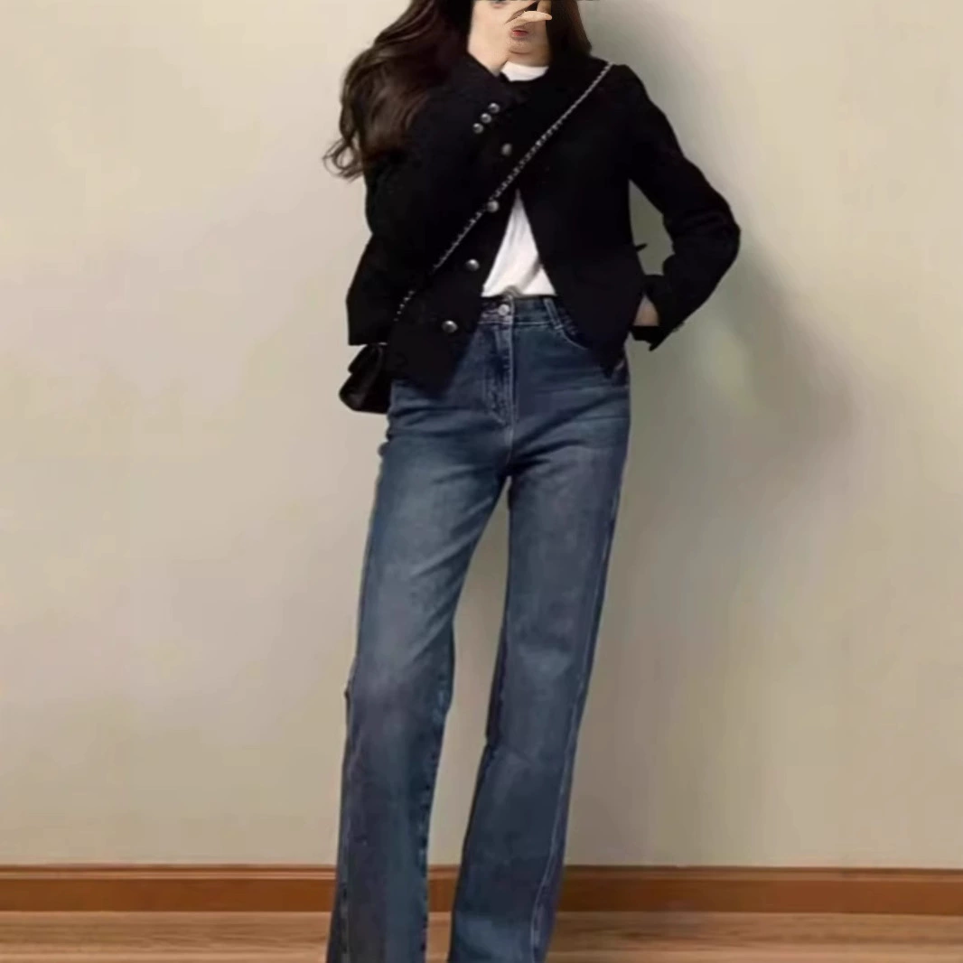 Черный демисезонный кардиган, короткая куртка, plus size, стиль Chanel, для подростков