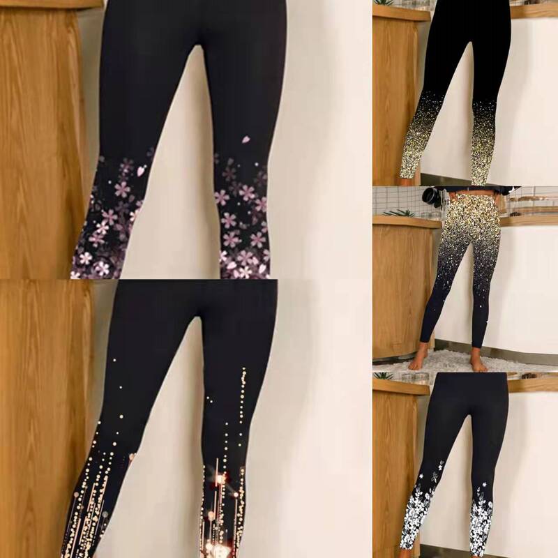 Amazon AliExpress WISH cross-border new autumn and winter tight high waist printed pencil stretch nine leggings women