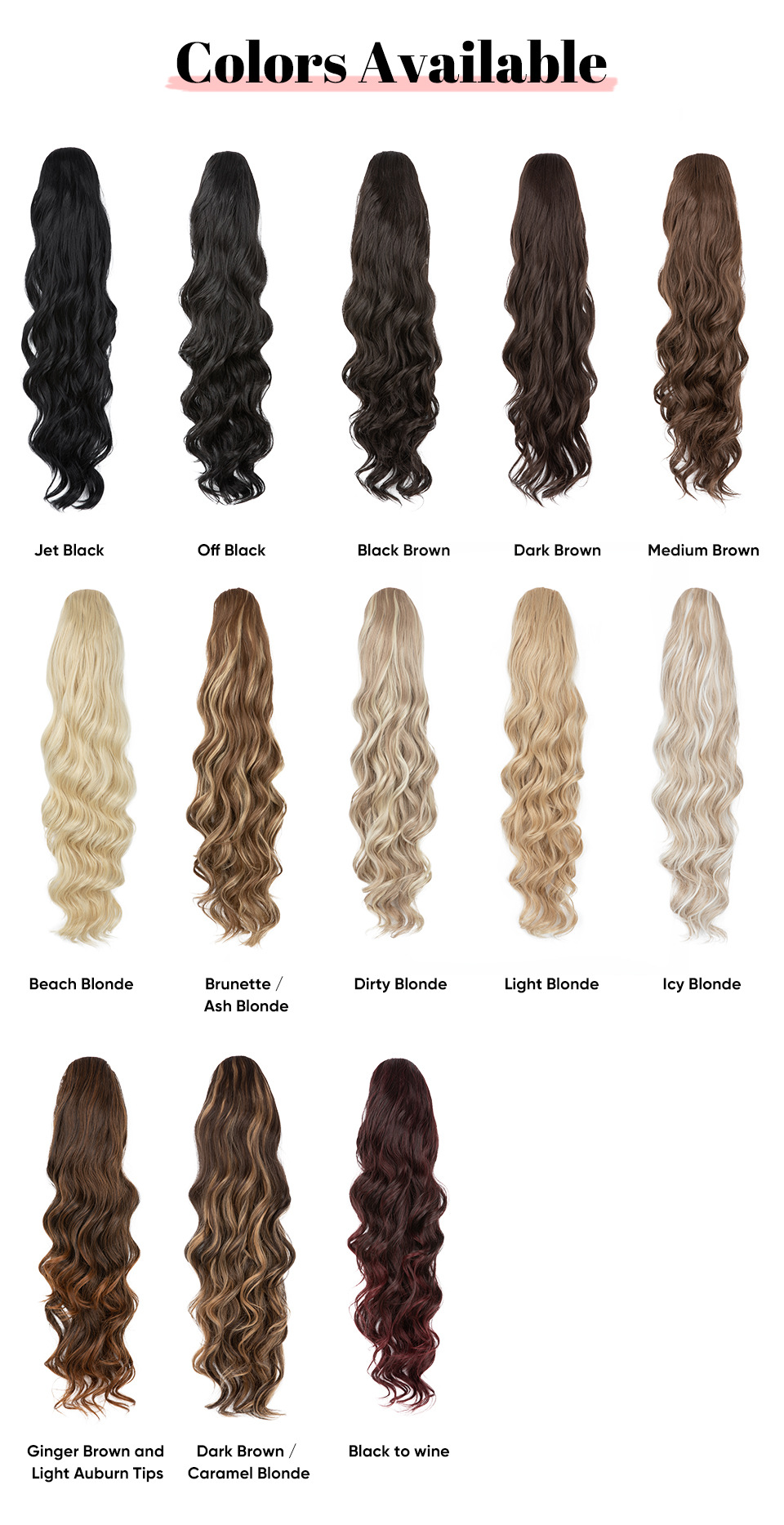 Sintētiskie mati sievietēm ar gariem, cirtainiem matiem, aukliņas stila, sintētiskās šķiedras, augstām zirgastēm un liela viļņa mākslīgām bizēm._voghion.com