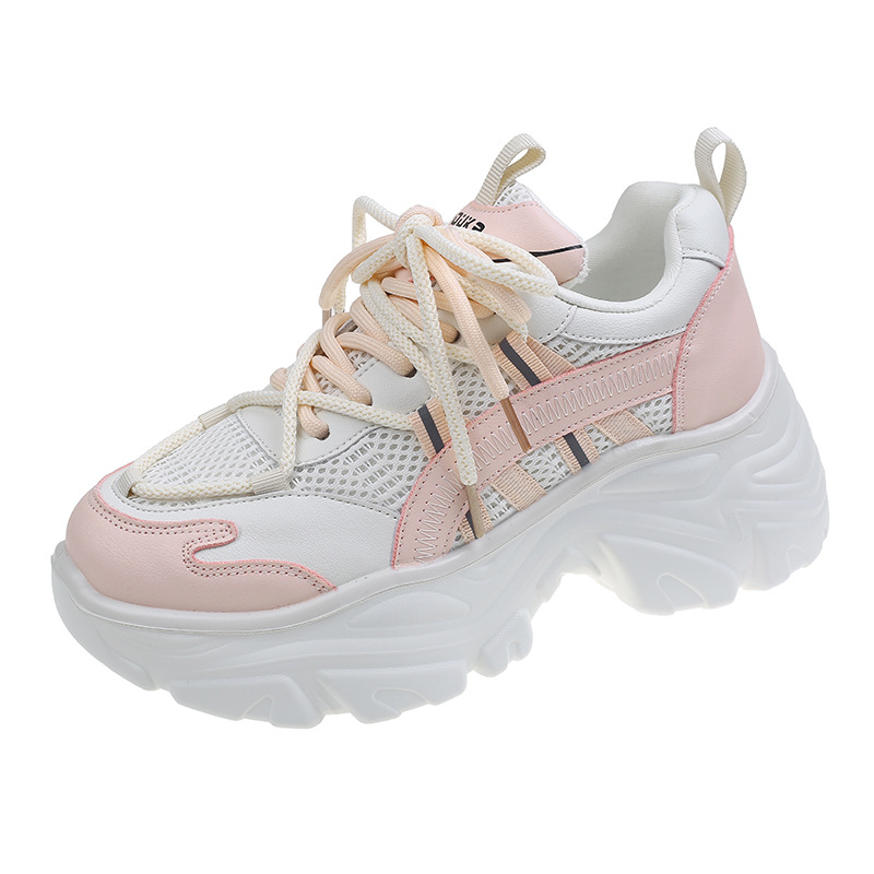 Scarpe da papà da donna 2024 nuova moda primaverile retrò piccole scarpe sportive con lacci alte con suola spessa_voghion.com