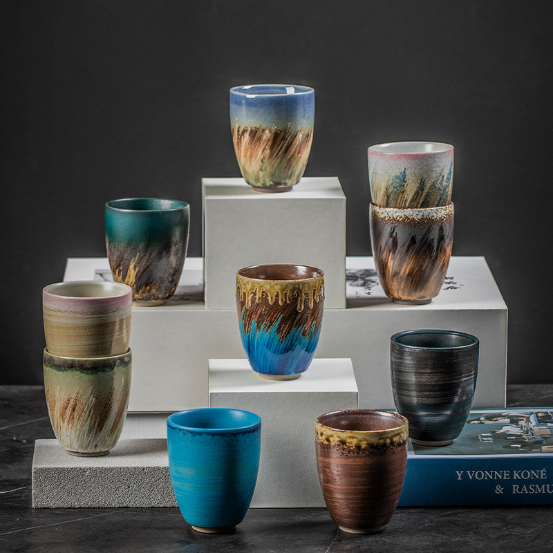 Handmade Kiln Change Ceramic Cup Classic Vintage Ceramic Kiln Change Espresso Cup Tea Table Desk Ceramic Master Cup