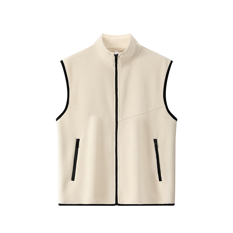 Chaleco polar reversible y grueso para otoño e invierno, chaleco de trabajo polar para hombre para exteriores con impresión de logotipo personalizado