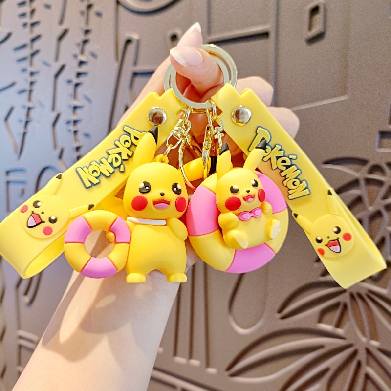 New Cross-dressing Pikachu Cartoon Keychain Couple School Bag Pendant Car Key Chain Kidsren's Claw Machine Small Gift