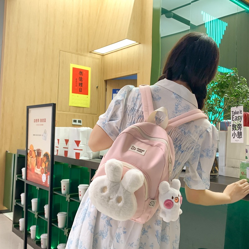 귀여운 작은 토끼 인형 가방 새로운 경량 캐주얼 나일론 SCHOOLBAG 야외 여행 쇼핑 소녀 배낭