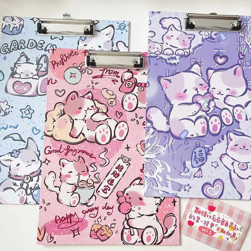Original cat text board clip a4 writing pad ins high color value cartoon cute student folder test paper board