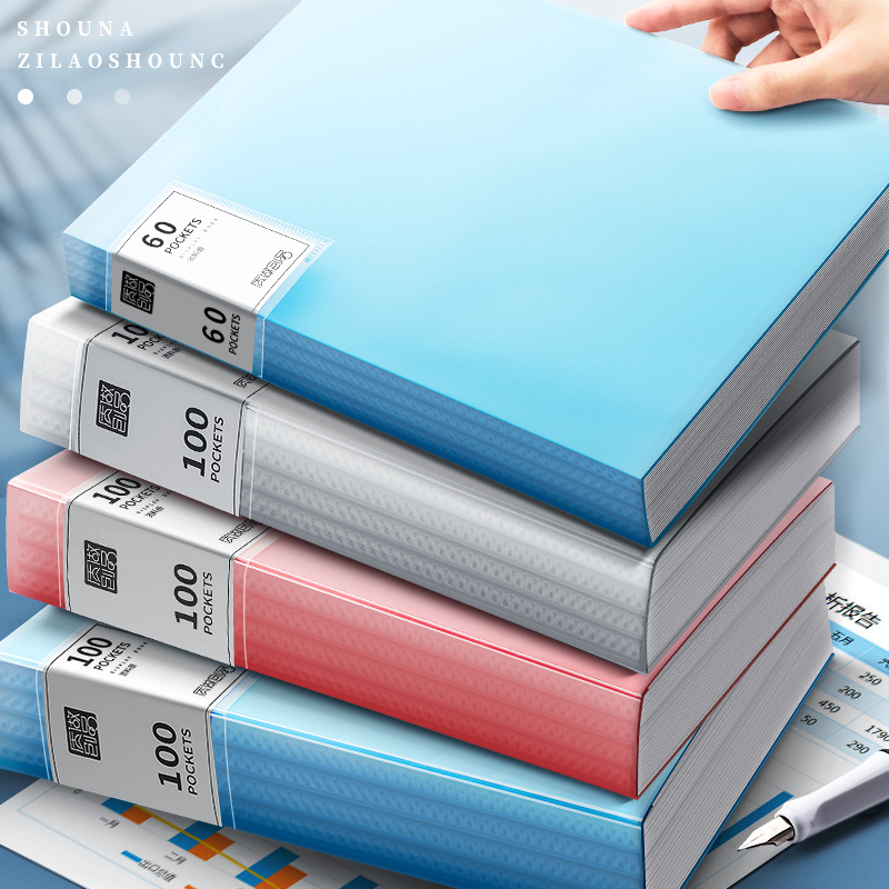 Carpeta de libros de información de libro de almacenamiento A4 transparente multi-capa insertar rollo libro gran capacidad prueba bolsa de papel Colección Caja de libro Pintura