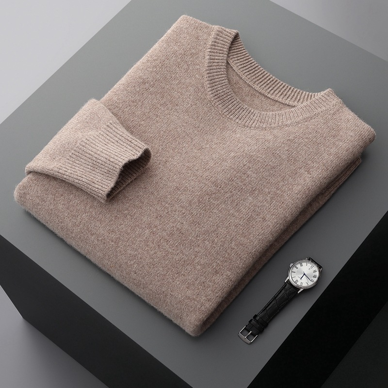 7-needle thickened Australian wool sweater for men, new autumn and winter round-neck long-sleeve pullover knit base shirt wholesale