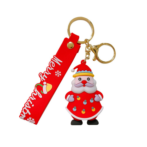 Creative cartoon cute small gift Santa Claus Christmas tree ornament Christmas car keychain accessory wholesale