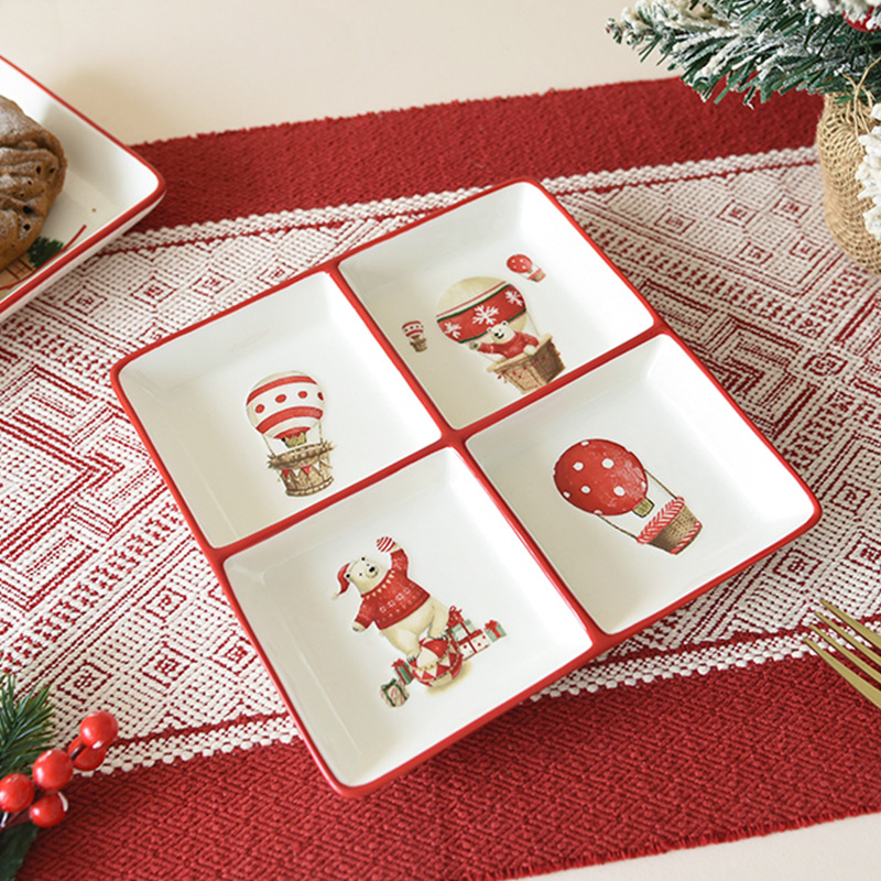 Función práctica de Navidad multijugador Plato de mesa serie de platos de oso polar de cerámica Amazon Plato de mesa transfronterizo