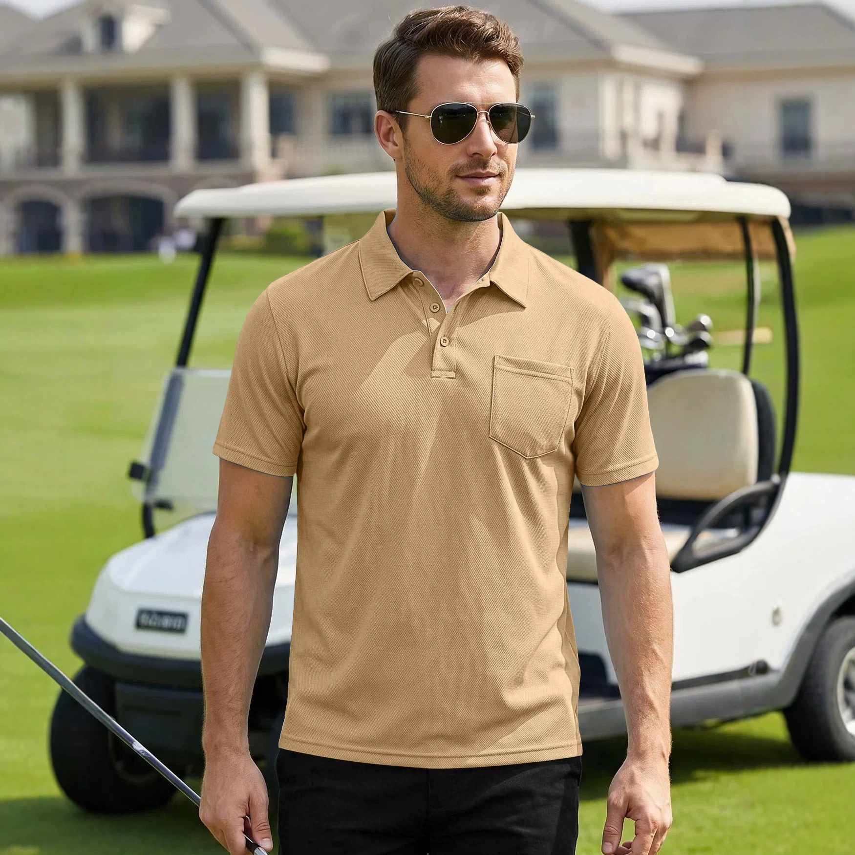 Europa y Estados Unidos transfronterizos hombre polo de verano con solapa de mangas cortas transpirables piel deportiva casual moda de hombre de mangas cortas hombre image 3