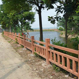 水泥仿木护栏园林景观河道防护围栏钢筋混凝土仿木纹栅栏仿古栏杆