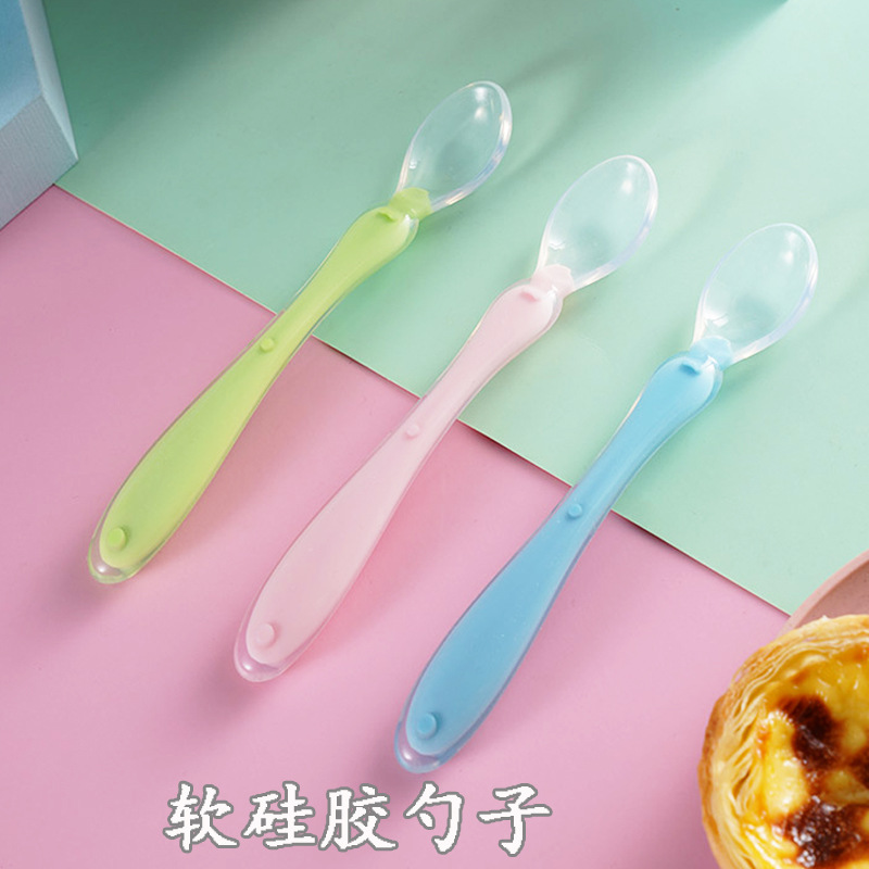 Infant Soft Silicone Spoon, Newborn Spoon, Baby Starts Eating, Soft Spoon, All Silicone Soft Transparent Rice Paste Spoon for Feeding