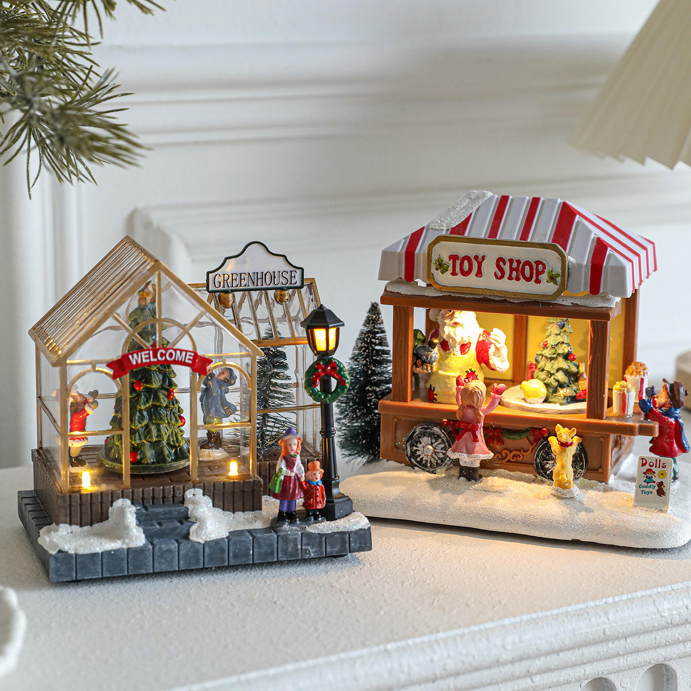 Nueva casa de resina de Navidad color brillante casa de sol tienda de ventanas de escritorio de Navidad decoración creativa