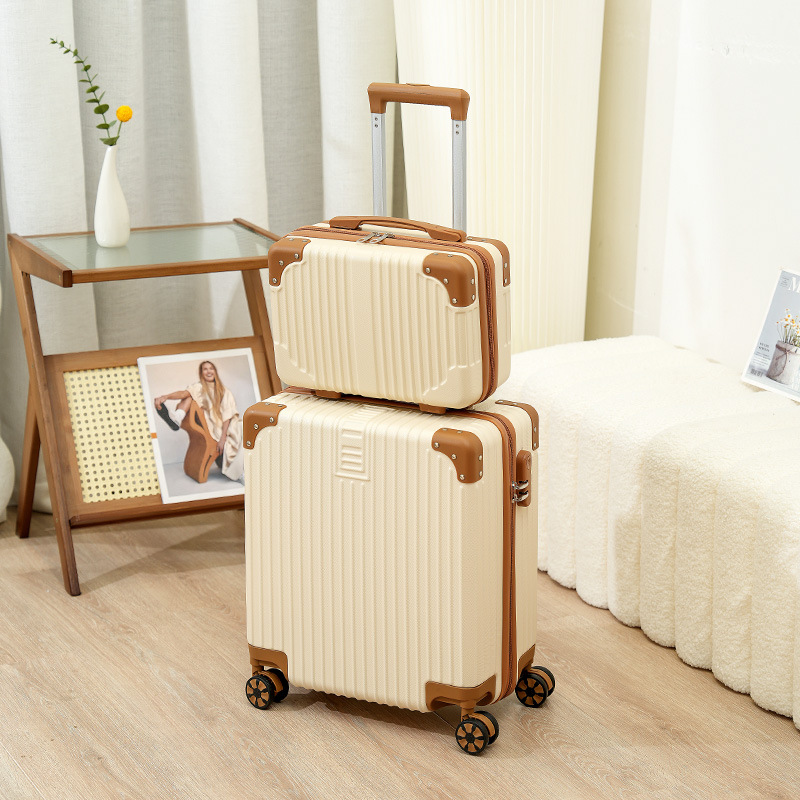 Maleta retro, maleta trolley de 18 pulgadas, maleta femenina, maleta de 20 pulgadas, rueda universal, contraseña de embarque para estudiantes, maleta de cuero