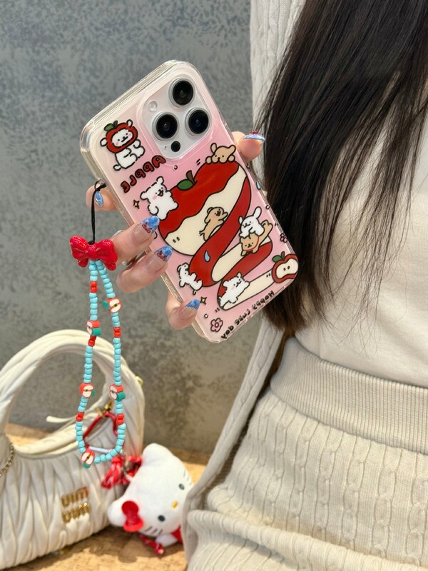 Cute Cartoon Apple Skin Lines Suitable for Apple 14 iPhone 13 Mobile Phone Case Anti-Fall 12 All-Inclusive Waterproof Street