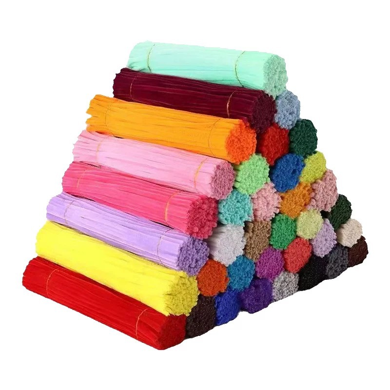 Paquete de material DIY para niños hechos a mano de raíz de lana de color peluche plegable varilla de cifrado macarón