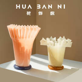 北欧折纸手工玻璃花瓶摆件鲜花水培插花彩色玻璃瓶书房客厅花瓶